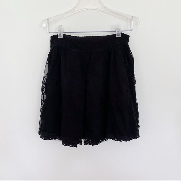 Free People Lace Overlay High Waisted Black Skirt - Picture 3 of 7
